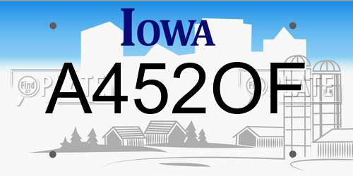A452OF Iowa License Plate