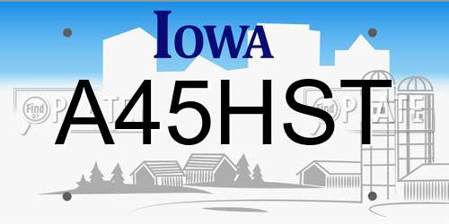 A45HST Iowa License Plate