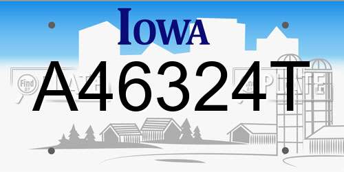 A46324T Iowa License Plate