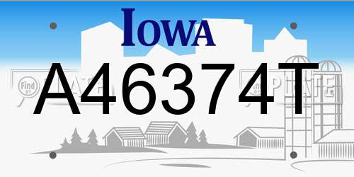 A46374T Iowa License Plate