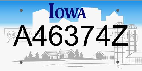 A46374Z Iowa License Plate