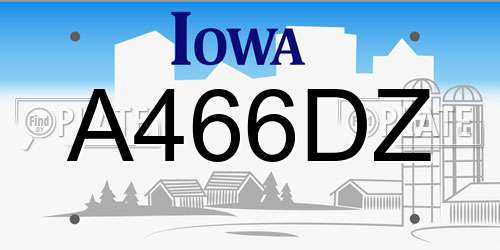 A466DZ Iowa License Plate