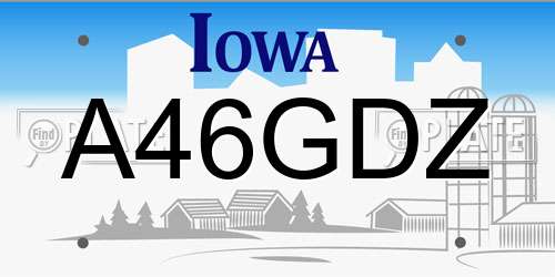 A46GDZ Iowa License Plate