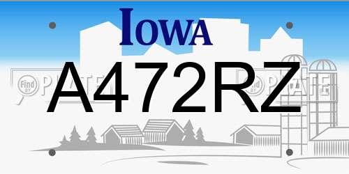 A472RZ Iowa License Plate