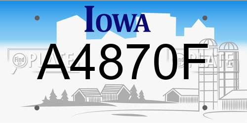 A4870F Iowa License Plate