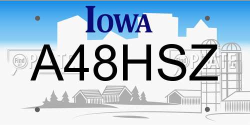 A48HSZ Iowa License Plate