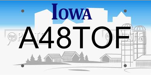 A48TOF Iowa License Plate