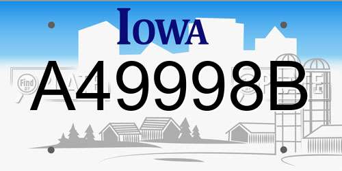 A49998B Iowa License Plate