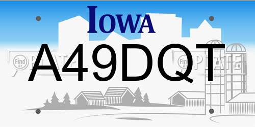 A49DQT Iowa License Plate