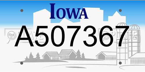 A507367 Iowa License Plate