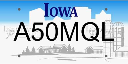 A50MQL Iowa License Plate