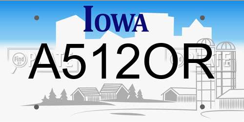 A512OR Iowa License Plate