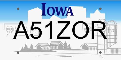 A51ZOR Iowa License Plate