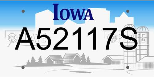 A52117S Iowa License Plate