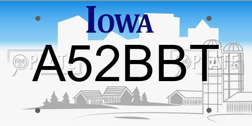 A52BBT Iowa License Plate