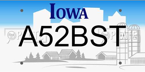 A52BST Iowa License Plate