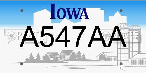 A547AA Iowa License Plate