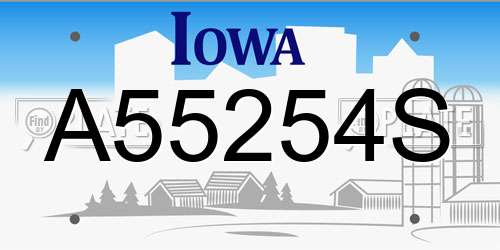 A55254S Iowa License Plate