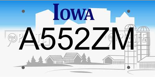 A552ZM Iowa License Plate