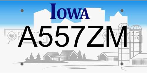A557ZM Iowa License Plate