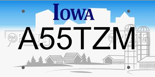 A55TZM Iowa License Plate