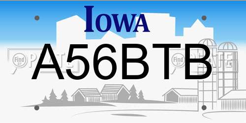 A56BTB Iowa License Plate