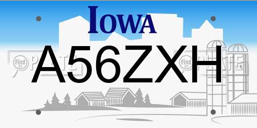 A56ZXH Iowa License Plate
