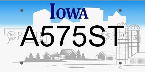A575ST Iowa License Plate