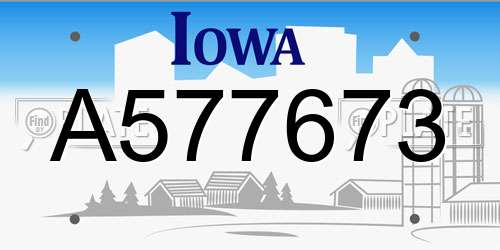 A577673 Iowa License Plate