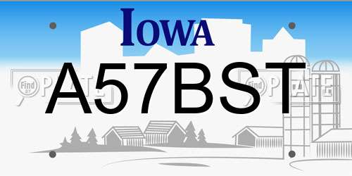 A57BST Iowa License Plate