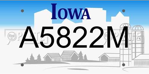 A5822M Iowa License Plate