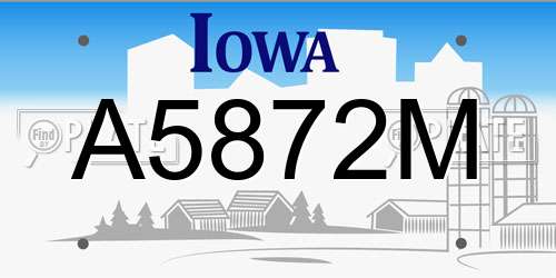 A5872M Iowa License Plate