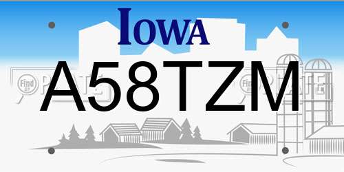 A58TZM Iowa License Plate