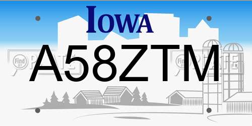 A58ZTM Iowa License Plate