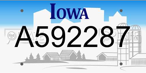 A592287 Iowa License Plate