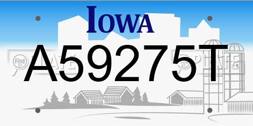 A59275T Iowa License Plate