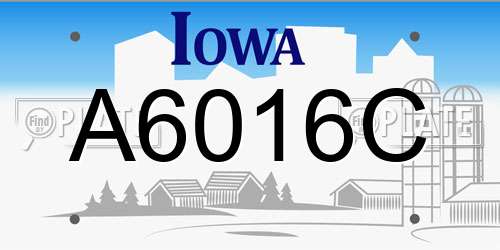 A6016C Iowa License Plate