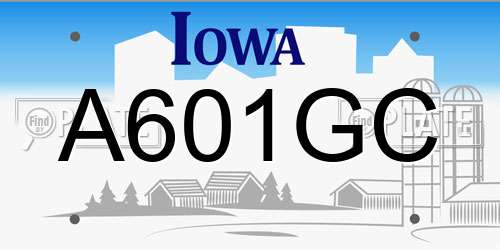 A601GC Iowa License Plate