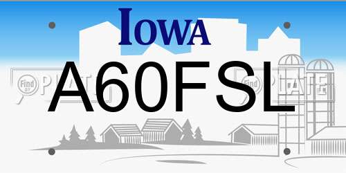 A60FSL Iowa License Plate