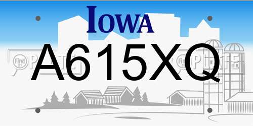 A615XQ Iowa License Plate