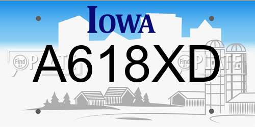 A618XD Iowa License Plate