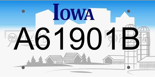 A61901B Iowa License Plate