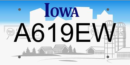 A619EW Iowa License Plate