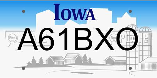 A61BXO Iowa License Plate