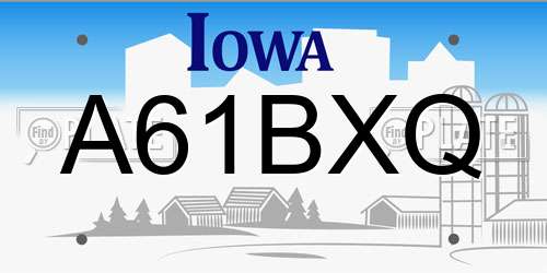 A61BXQ Iowa License Plate