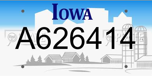 A626414 Iowa License Plate