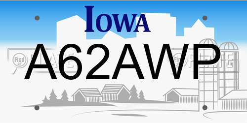 A62AWP Iowa License Plate
