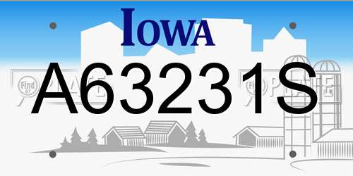 A63231S Iowa License Plate