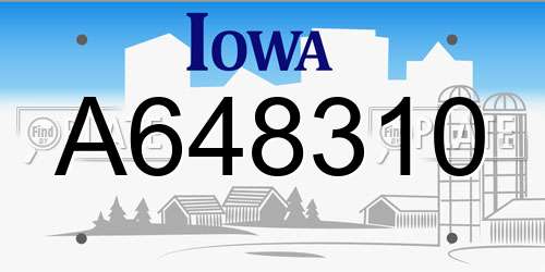 A648310 Iowa License Plate