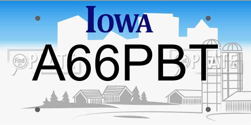 A66PBT Iowa License Plate